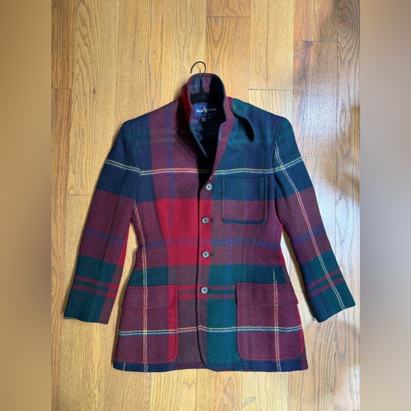 Vintage Ralph Lauren 100% Wool Tartan Plaid Blazer Union Made 90s - Picture 4 of 12